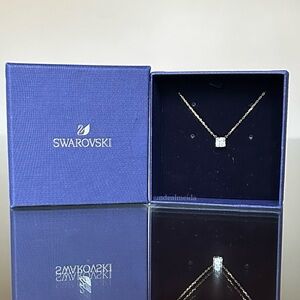 Swarovski Crystal Attract Square Cut Rose Gold Tone Necklace 5510698